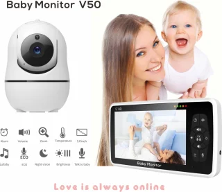 Babyfoon met Camera en Audio 5 Inch Scherm 4X Zoom