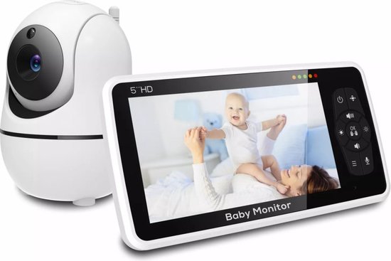 Babyfoon met Camera en Audio 5 Inch Scherm 4X Zoom