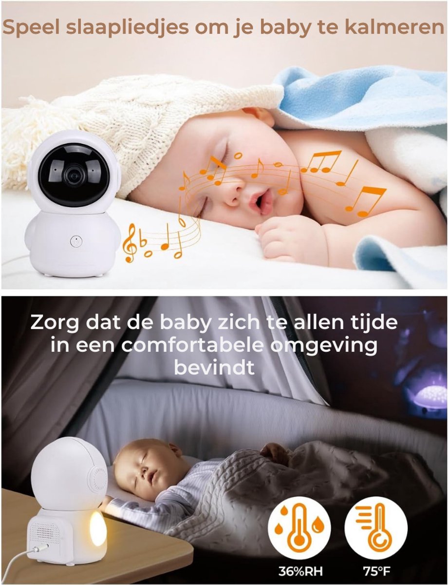 Babyfoon met Camera en Nachtzicht - Draagbare Monitor met Temperatuurbewaking