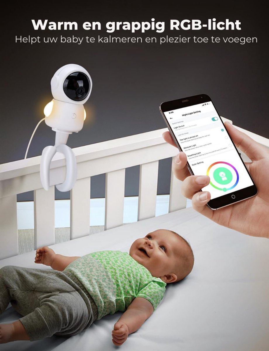 Babyfoon met Camera en Nachtzicht - Draagbare Monitor met Temperatuurbewaking