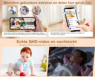 Babyfoon met Camera en Nachtzicht - Draagbare Monitor met Temperatuurbewaking