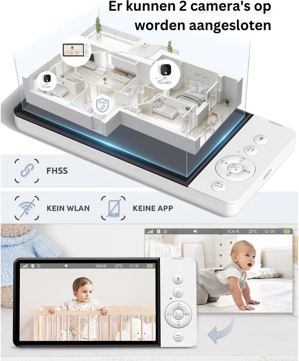 Babyfoon met Camera Full HD Wit