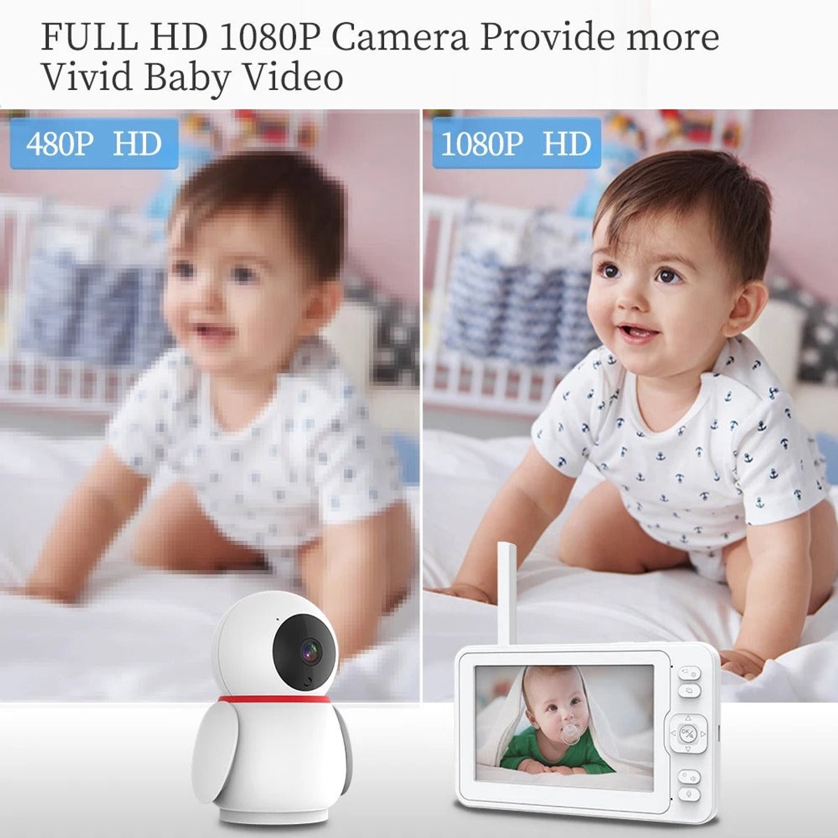 Babyfoon met Camera HD 1080P 2MP Wit