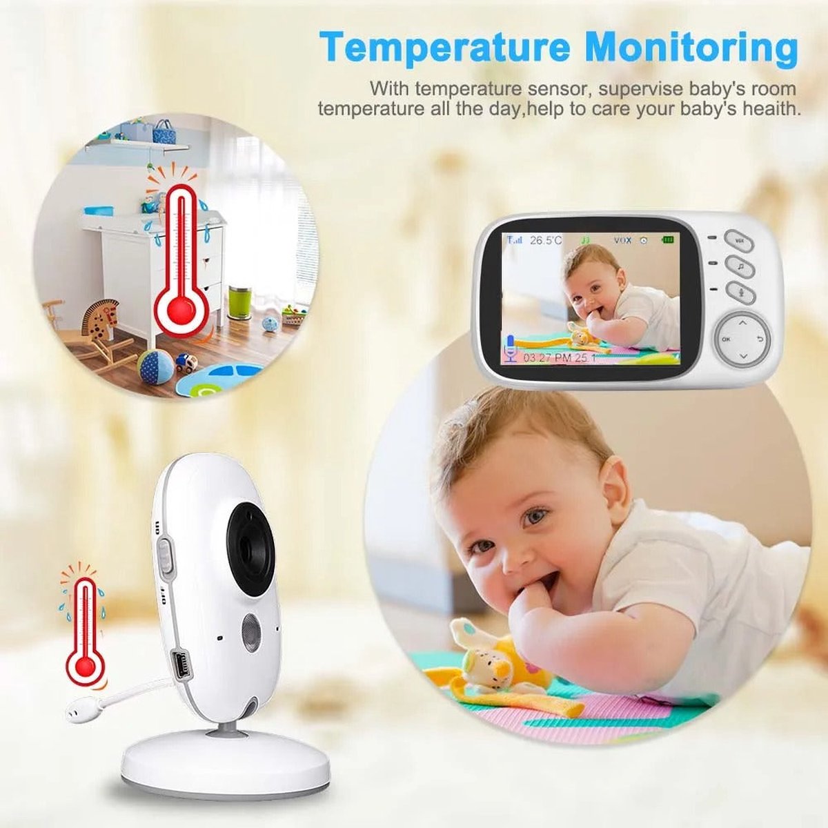 Babyfoon met Camera LCD 3.2" Wit
