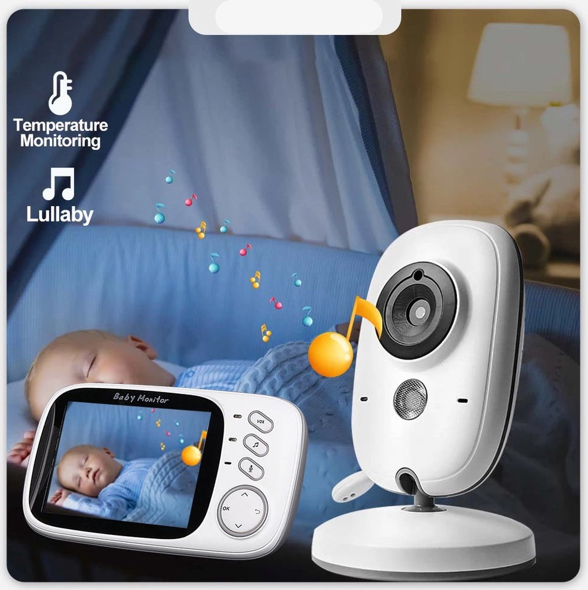 Babyfoon met Camera LCD 3.2" Wit