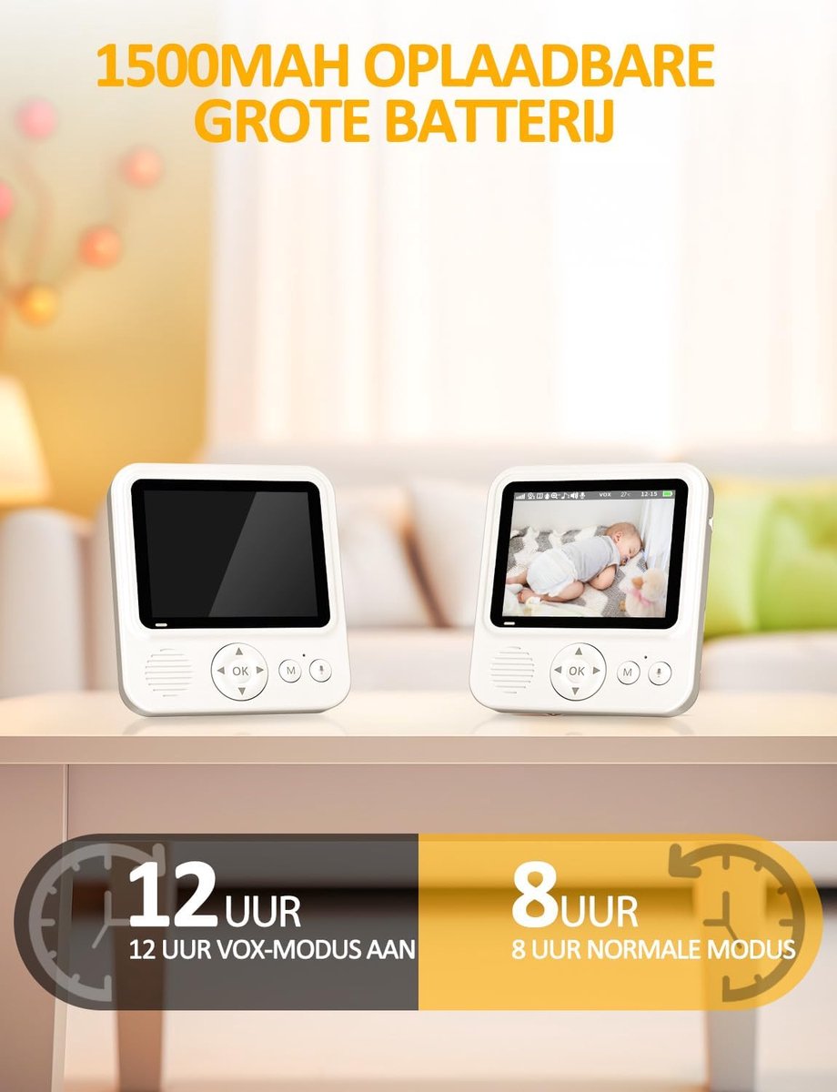 Babyfoon met camera Oplaadbaar Intercom Systeem