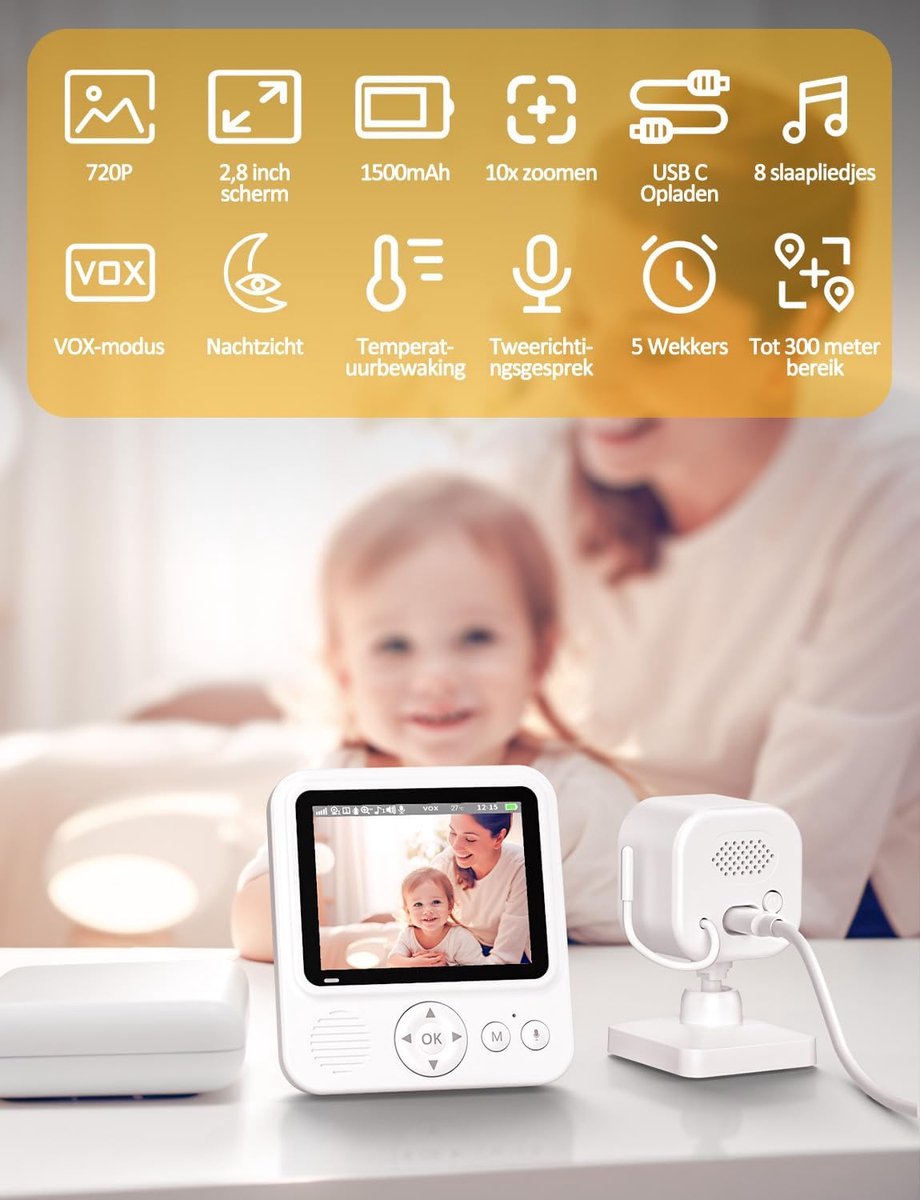 Babyfoon met camera Oplaadbaar Intercom Systeem