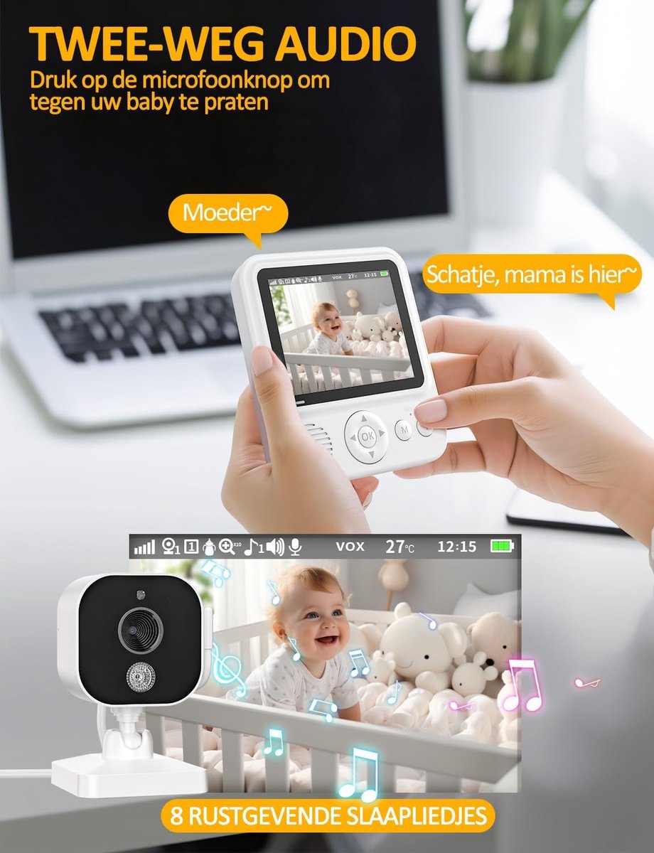 Babyfoon met camera Oplaadbaar Intercom Systeem