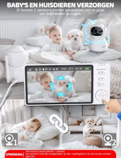 Babyfoon Met Camera Wifi HD 355° Rotatie Tweerichtingscommunicatie