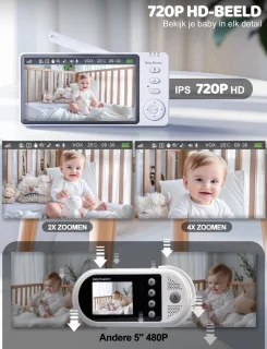 Babyfoon Met Camera Wifi HD 355° Rotatie Tweerichtingscommunicatie