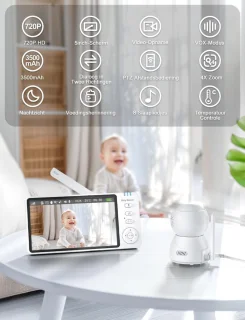 Babyfoon Met Camera Wifi HD 355° Rotatie Tweerichtingscommunicatie