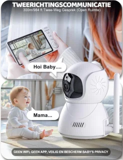 Babyfoon Met Camera Wifi HD 355° Rotatie Tweerichtingscommunicatie