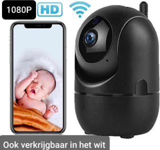 Babyfoon met camera zwart WIFI HD 1080P - beveiligingscamera binnenshuis