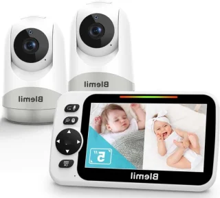 Babyfoon met twee camera's, 5 inch scherm, wit