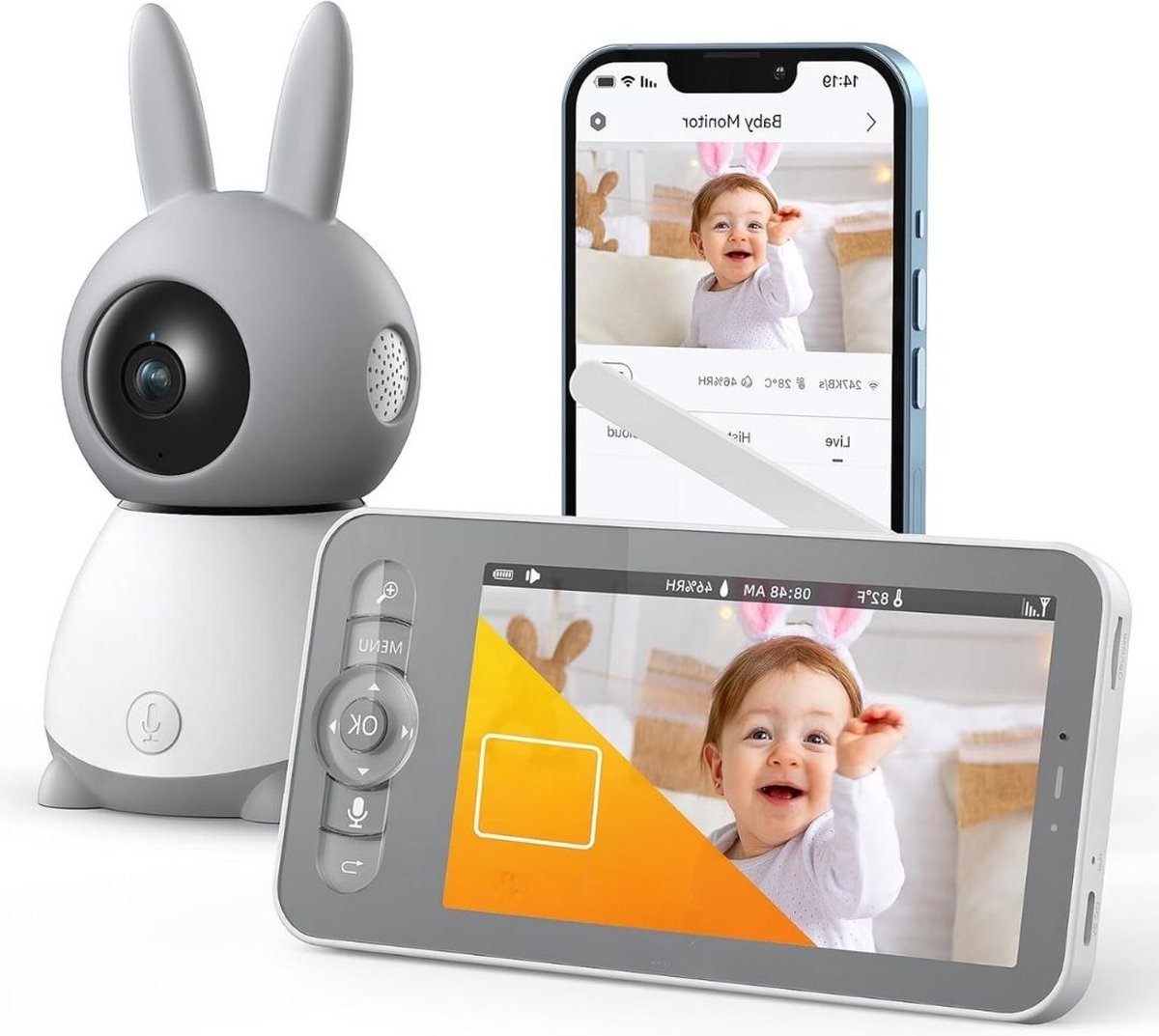 Babyfoon Monitor Met Camera En Scherm - Draagbaar Met App