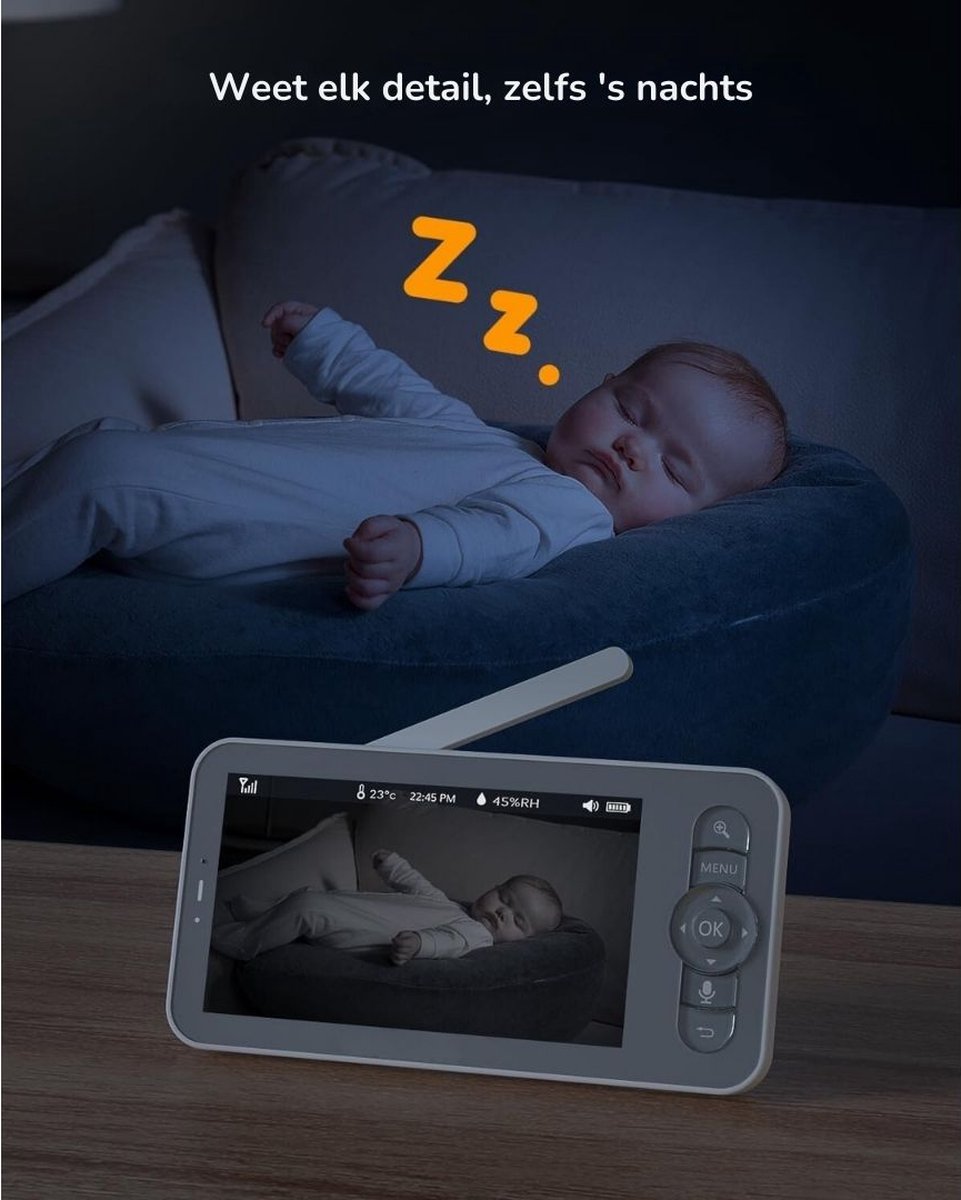 Babyfoon Monitor Met Camera En Scherm - Draagbaar Met App