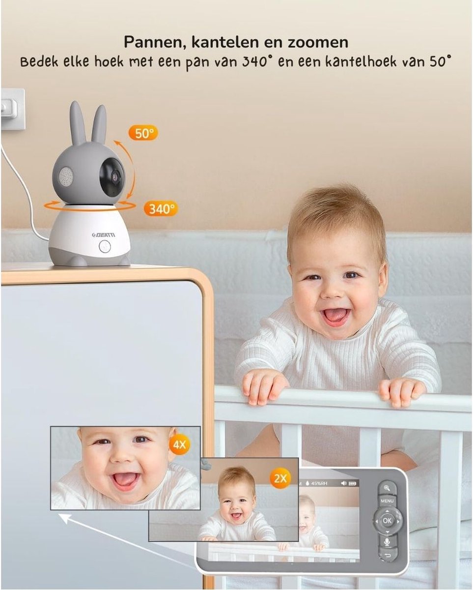 Babyfoon Monitor Met Camera En Scherm - Draagbaar Met App