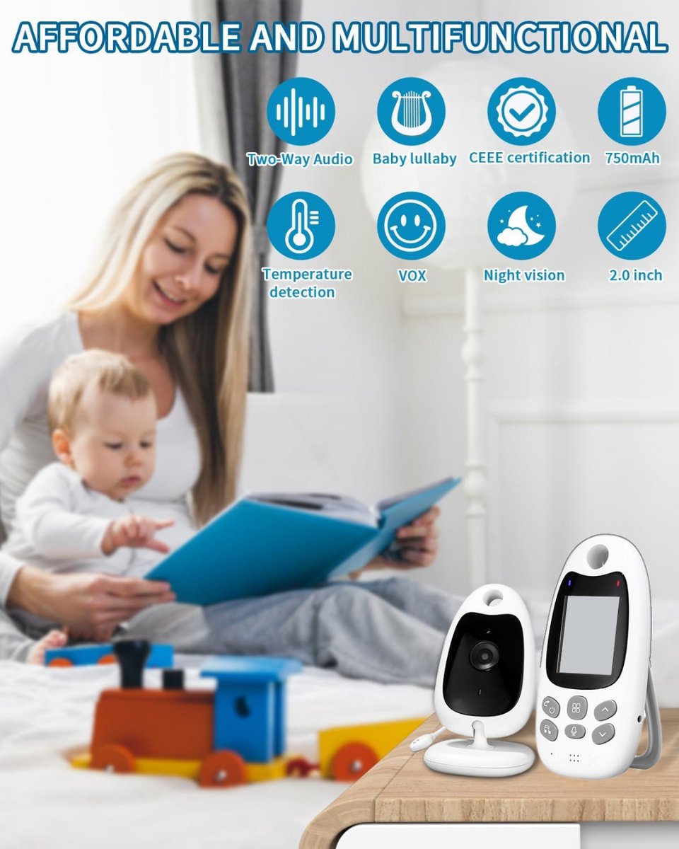 Babyfoon Monitor met Camera en Scherm - Draagbaar met Tweerichtingscommunicatie