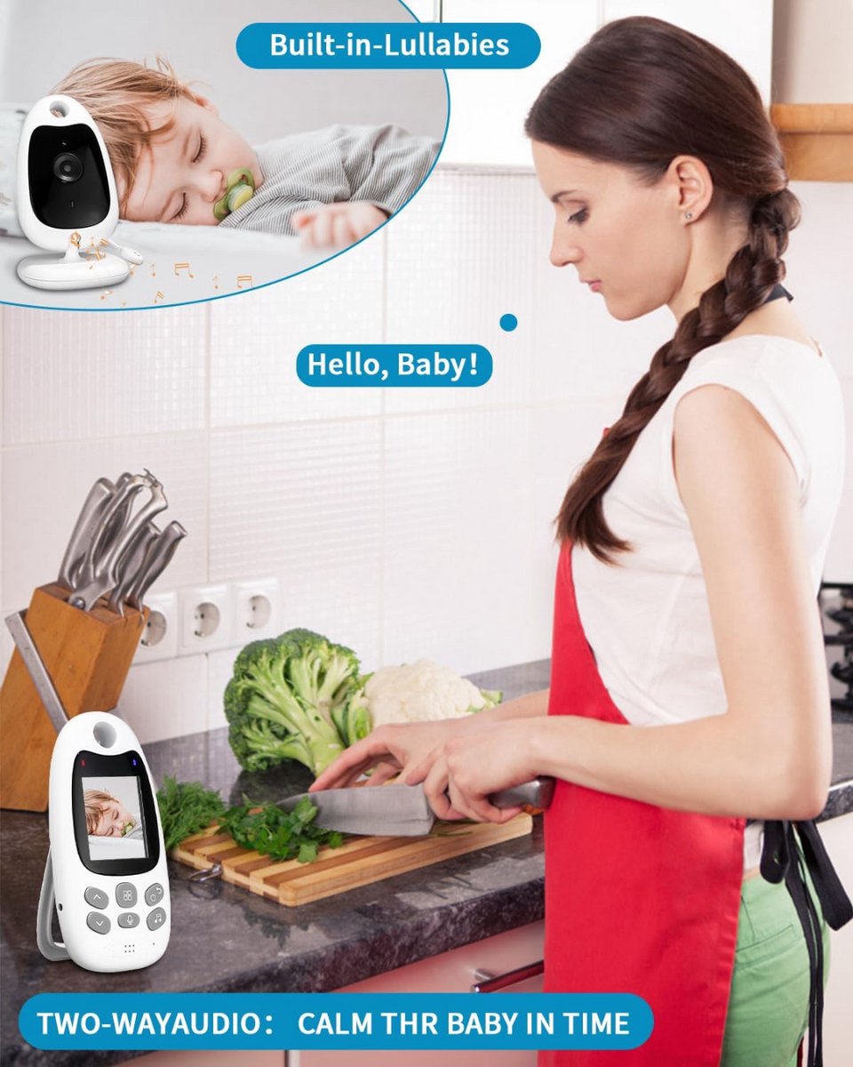 Babyfoon Monitor met Camera en Scherm - Draagbaar met Tweerichtingscommunicatie