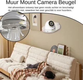 Babyfoon Plank - Baby Monitor Beugel - Babykamer Organiseren - Huurvriendelijke Montage - 12x9.5 cm - Wit