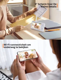 Babyfoon Video 5 Inch 3MP Pan/Tilt Camera