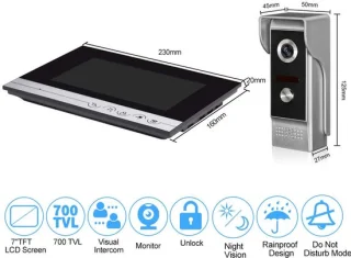Babyfoon-video-intercom met 2 monitoren van 7 inch