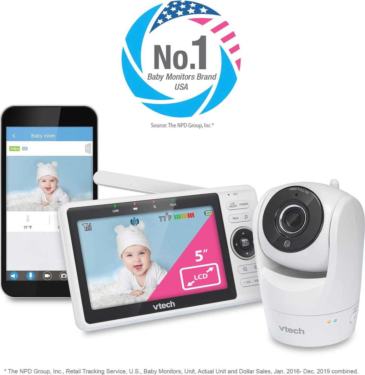 Babymonitor 1080p met Nachtzicht en Tweerichtingscommunicatie