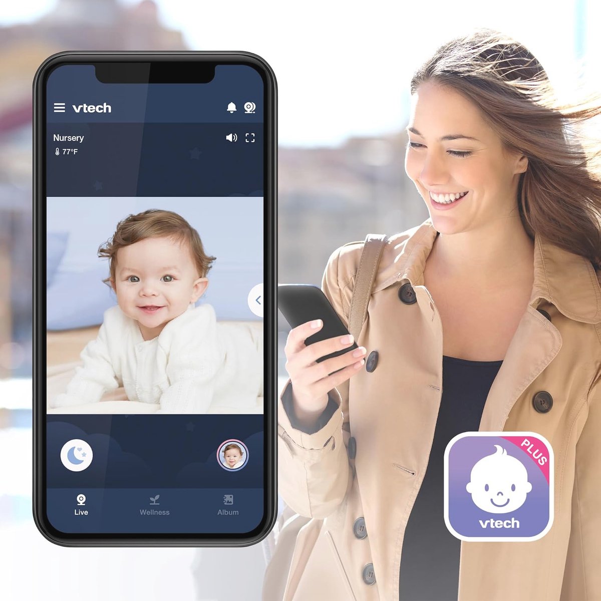 Babymonitor 1080p met Nachtzicht en Tweerichtingscommunicatie