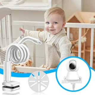 Babymonitorhouder - Babycamera houder - Babykamer bewaken - Verstelbare klem - 15 x 10 x 6 cm - Wit