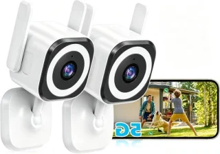 Bewakingscamera binnen-buiten wifi 2-camera set zwart