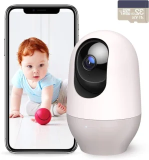 Bewakingscamera binnen met 360 graden pan-tilt, 2K, wit