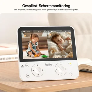 BOIFUN babyfoon met 2 camera's – 4MP – 5,5 inch split-screen babyfoon – wifi-babyfoon met app