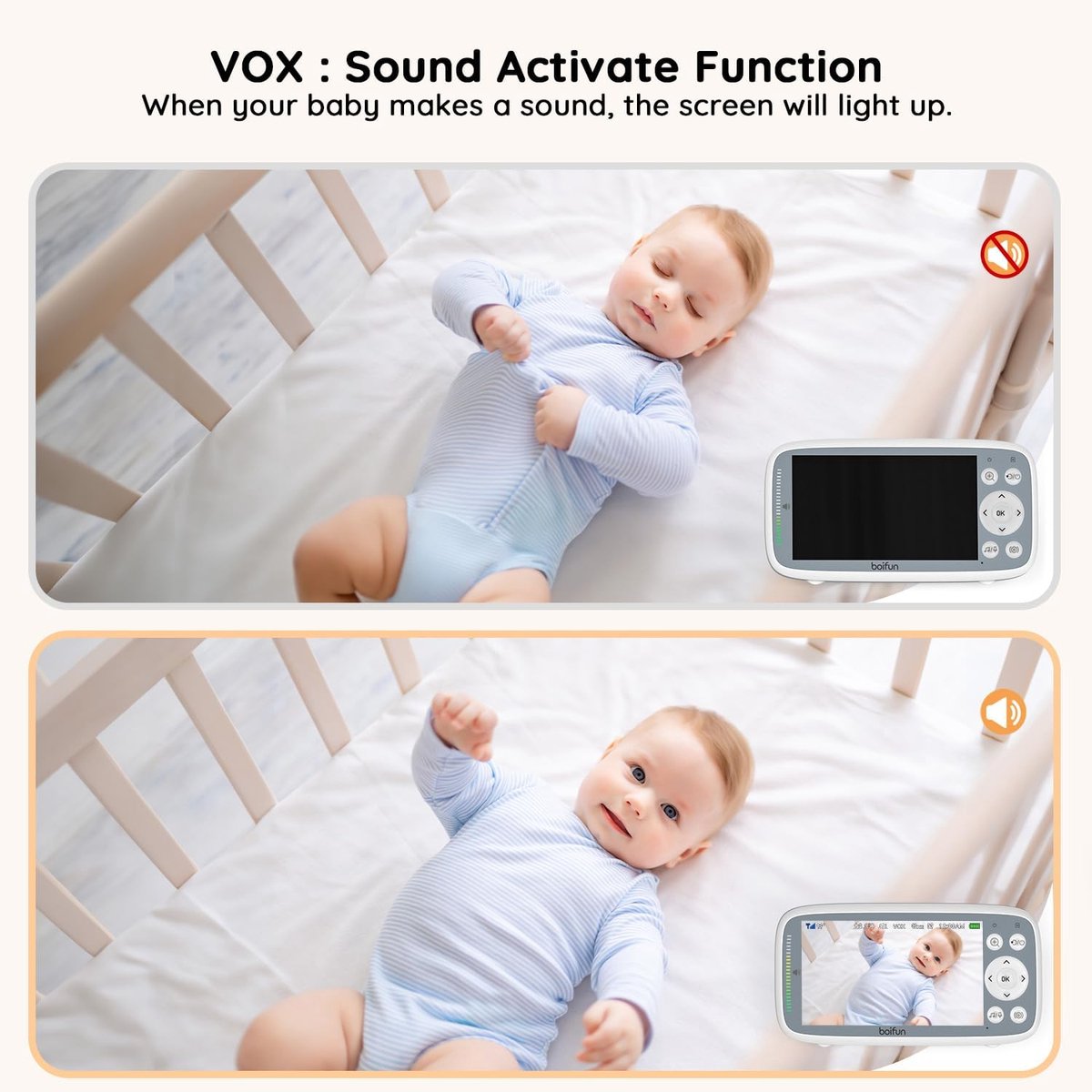 BOIFUN Babyfoon met 2 Camera's 720P IPS-scherm