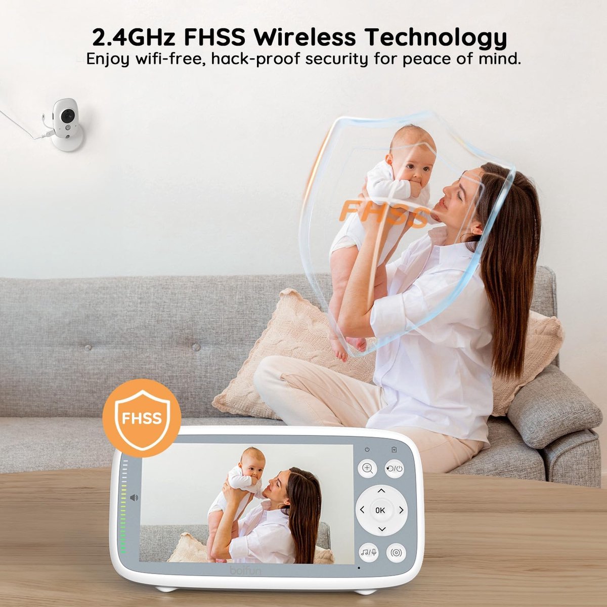 BOIFUN Babyfoon met 2 Camera's 720P IPS-scherm
