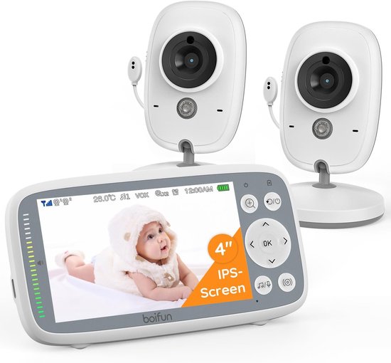 BOIFUN Babyfoon met 2 Camera's 720P IPS-scherm