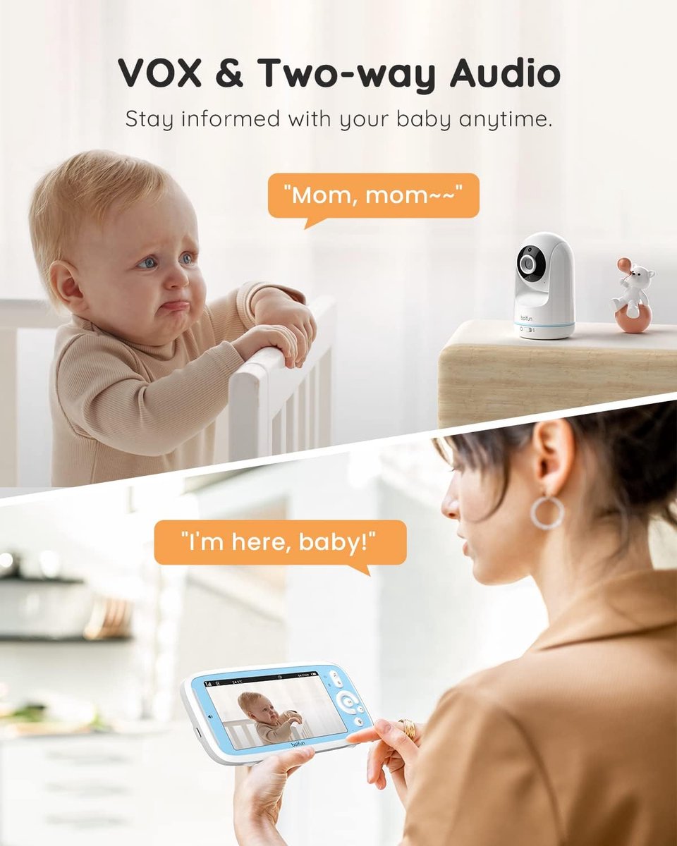 BOIFUN Video Babyfoon 5-inch 720P IPS 360 Camera