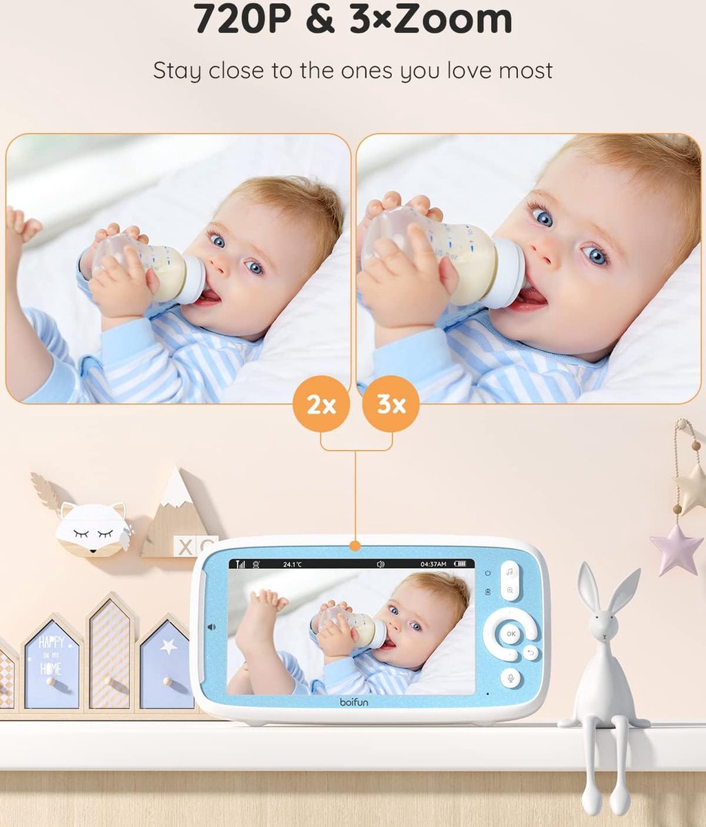 BOIFUN Video Babyfoon 5-inch 720P IPS 360 Camera