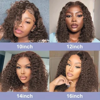 Braziliaans Mensenhaar Diepe Krullige Bob Pruik 13x4 Lace Front 8 Inch 180% Dichtheid