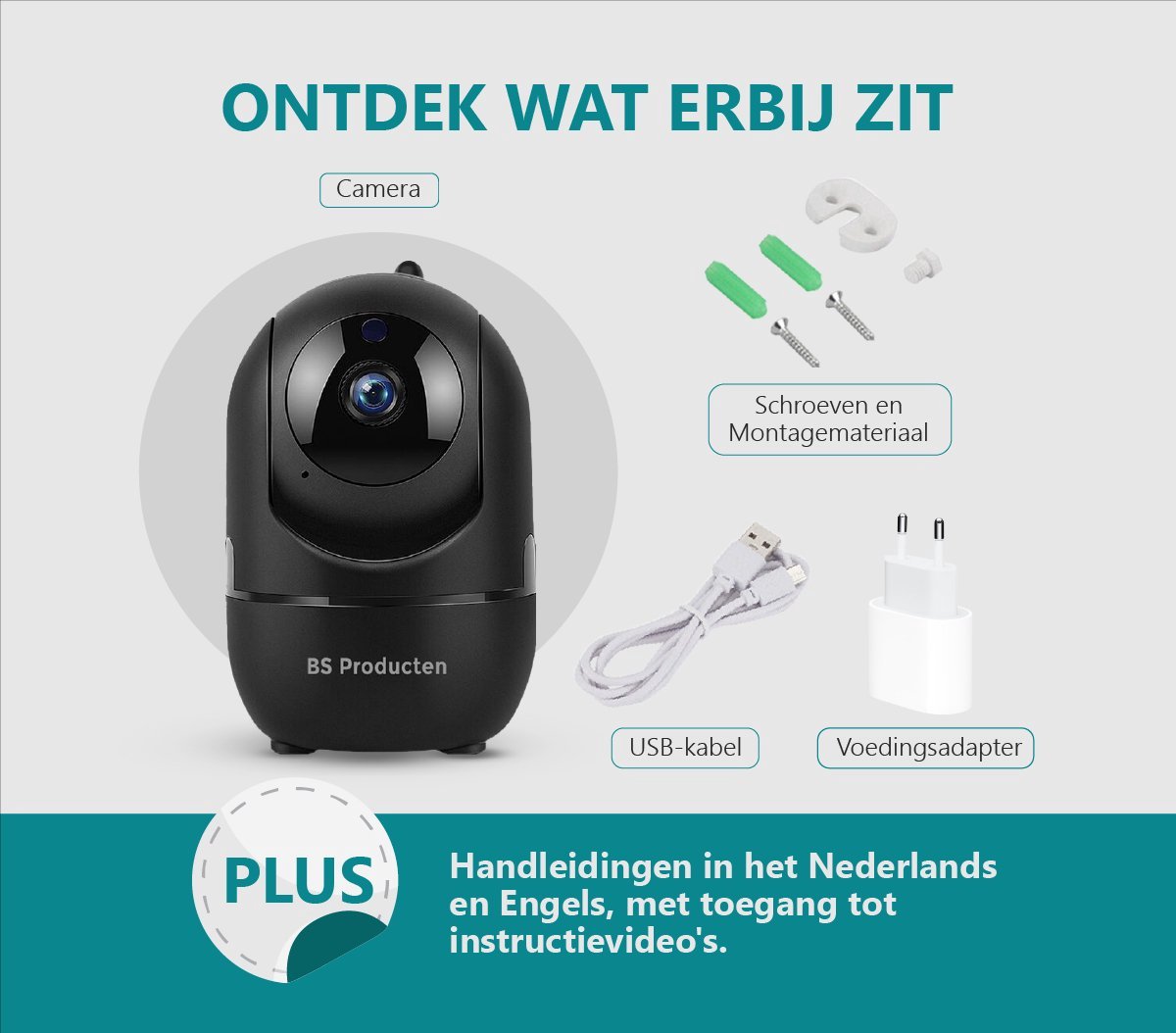 BS producten Babyfoon met Camera WiFi Full HD Zwart
