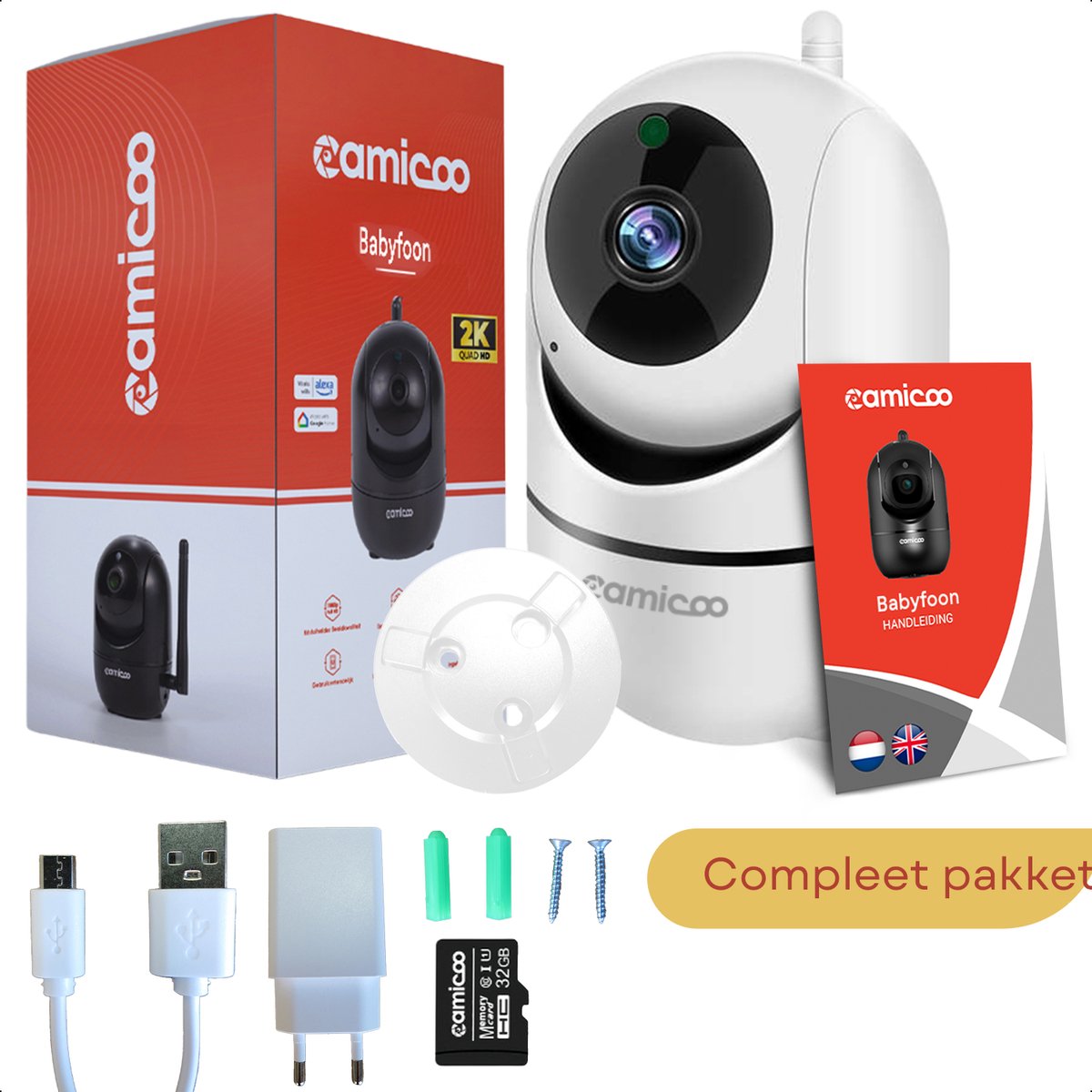 Camicoo Babyfoon met Camera 2K 3MP 32GB Wit