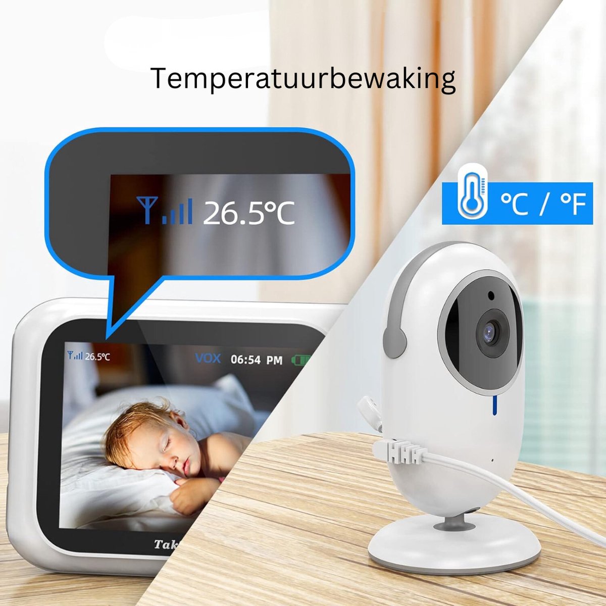 DailySupplies Babyfoon met Camera Full HD Wit-Grijs