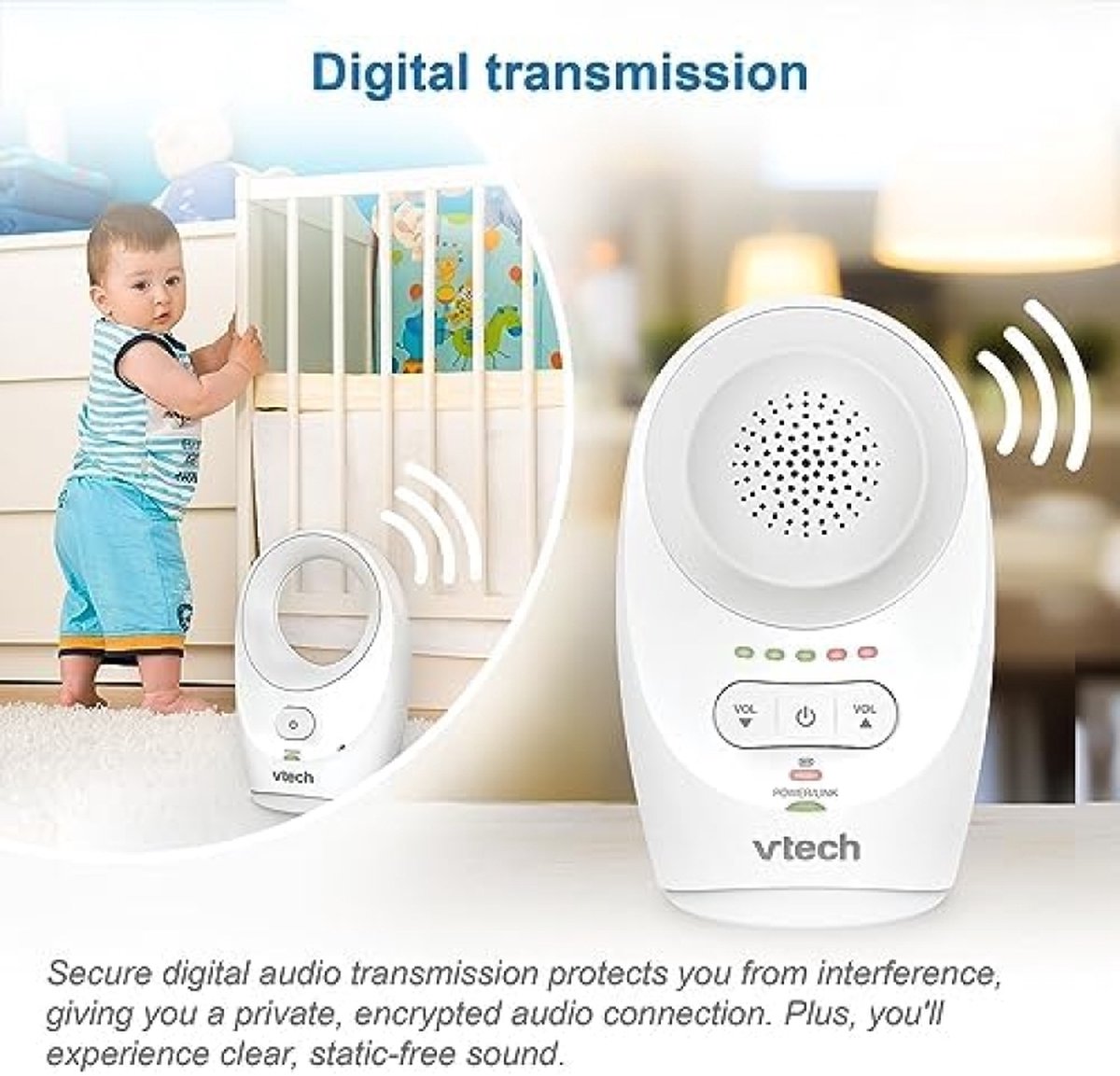Digital Audio Baby Monitor Rechargeable 460m Range