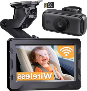 Draadloze baby autospiegel monitor - zwart