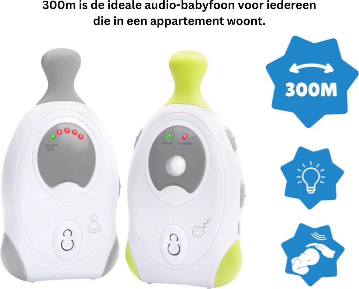 Draadloze Babyfoon met Nachtlampje - 300m Bereik - 2 Kanalen