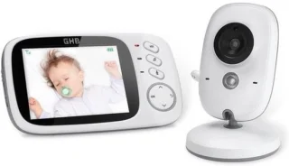 Draagbare babyfoon met camera en lcd-scherm van 8,2 cm – wit