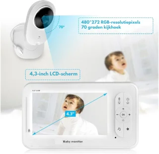 DrPhone B2 Babyfoon Met Camera 4.3 inch Wit