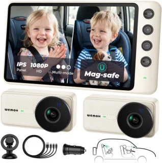 Dual babycar camera met magnetische houder en nachtzicht