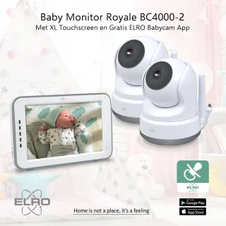 ELRO BC4000-2 Babyfoon Royale met 2 Full HD camera's en 12,7 cm touchscreen monitor