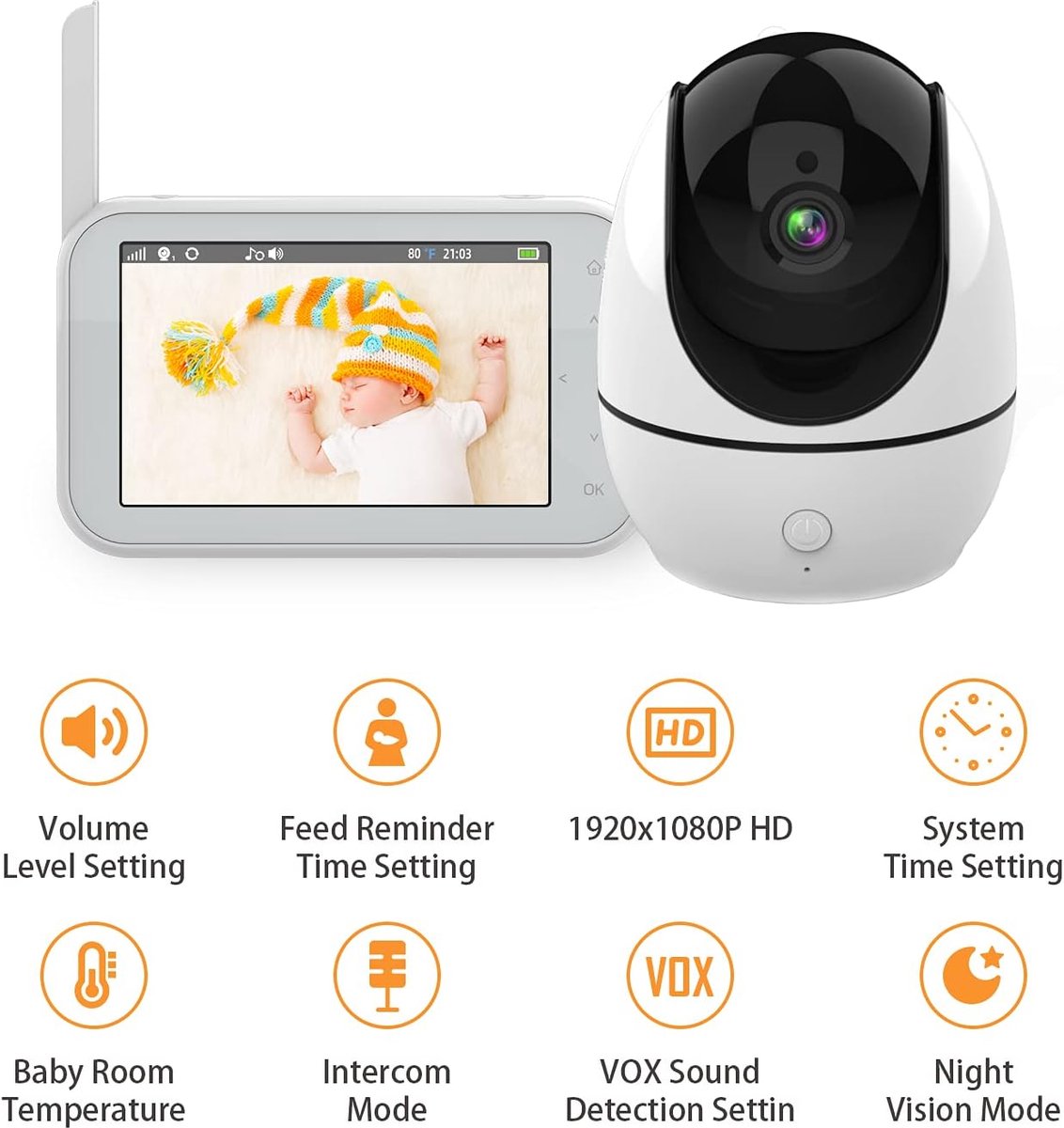 EP-1080P28 Baby Monitor met Camera en 4.3” LCD Scherm