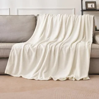 Flanellen Fleece Deken Beige 130x150cm